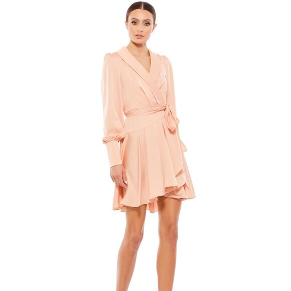 Mac Duggal 70135 Bishop Sleeve Wrap Dress Size 10 - Picture 1 of 3